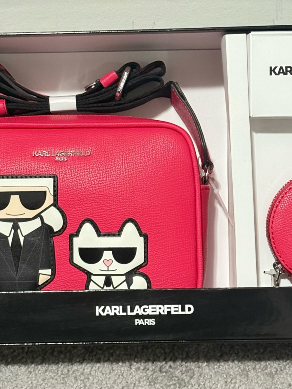 Karl Lagerfeld Hot Pink Crossbody Bag with Character Patch